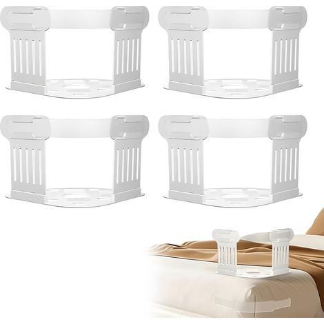 4PCS , Blanc Classique Supports De Draps, Porte-draps De Lit avec des Bandes De Verrouillage Attaches de draps lavables, antidérapantes (1/5)