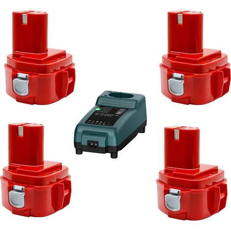 Batterie rechargeable, compatibilité 12V, puissance durable, 4Pcs 3.0Ah 1chargeur (1/2)
