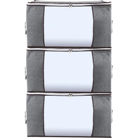 Sac de Rangement - Lot de 3 - Non-Tissé - gris- 60 x 43 x 35 cm (1/4)