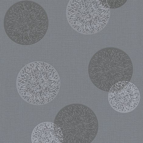 A.S. Creations – Papier peint intissé gris moderne – Motif fleurs rondes – Tapisserie pour chambre adulte – Largeur 53cm – Résistant à l'humidité (1/4)