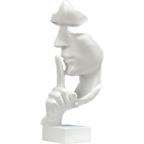 Statue de Penseur, Forme Vive résine synthétique compacte Le Silence décoratif Attrayant est Une Figurine dorée pour la Maison (Blanc) (1/5)