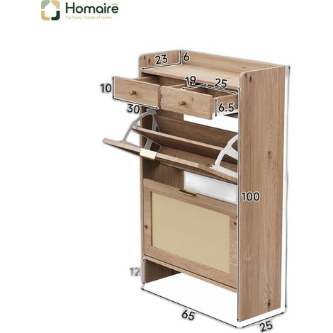 Flur- Garderobenschrank natur aus Polyester 65 x 25 x 106 cm HOMAIRE (1/5)