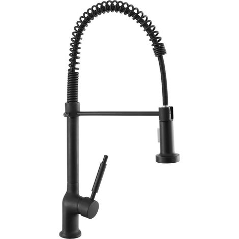MISCELATORE RUBINETTO LAVELLO CUCINA OTTONE NERO OPACO CANNA CON MOLLA FERIDRAS (1/6)