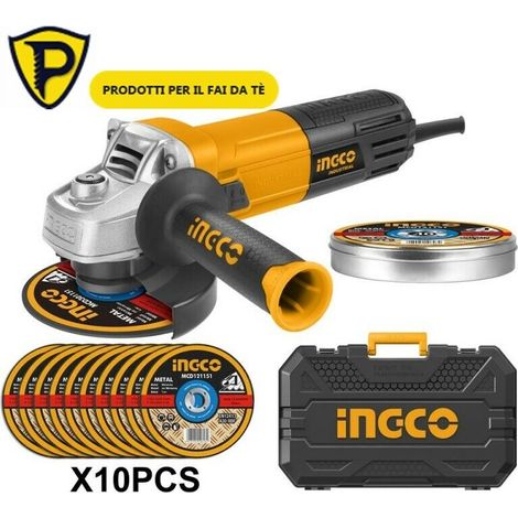 Smerigliatrice Angolare elettrica 950W + Valigetta + 10 Dischi 115 con custodia (1/3)