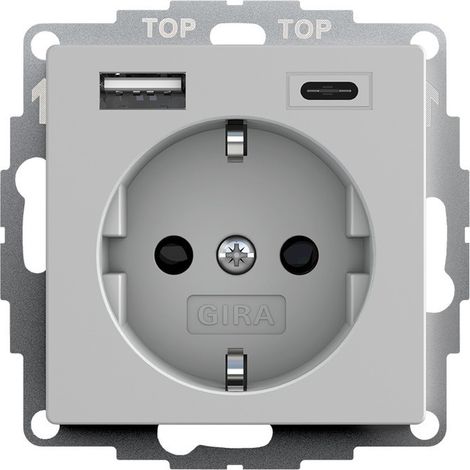 Gira SCHUKO SP USB-Spannungsvers. 2f Typ A/C System 55 Grau m [2459015], 2459 015