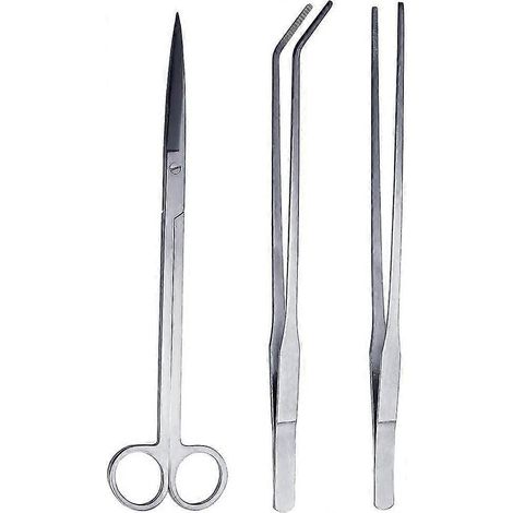 Ensemble d'outils pour aquarium en 3 pièces, outils en acier inoxydable, kit pour débutants, pince à épiler et ciseaux pour plantes d'aquarium, adapté aux poissons d'aquarium et... (1/4)