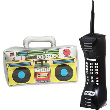 2 Pièces Enceinte Radio Gonflable, Haut-parleur Portable pour Fêtes Rétro Années 80-90, Accessoire Décoratif Gonflable Téléphone (1/5)