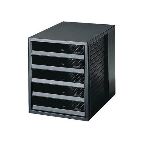 Schubladenbox SCHRANK-SET KARMA 5 Schubladen DIN A4 DIN C4 Kunststoff 80-100 % Rezyklat Gehäusefarbe: öko-schwarz Farbe der Schublade: öko-schwarz (1/4)
