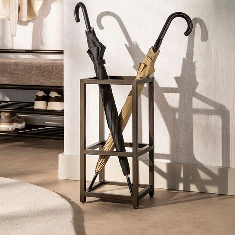 Porte-parapluie 25x53 cm effet travertin et métal bronze - BHIJA