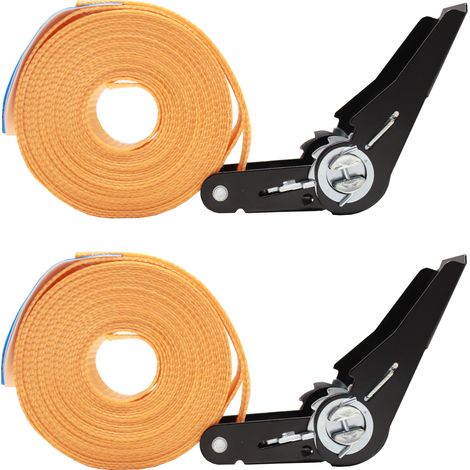 2x Spanngurt mit Ratsche 6m einteilig 800kg 0,8t orange (1/5)