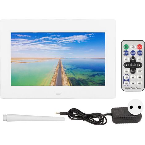 Cadre photo numérique haute définition 10 pouces, album photo électronique, 1024 x 600, borne publicitaire vidéo, cadre photo LED, brochure numérique, blanc, norme européenne (1/5)