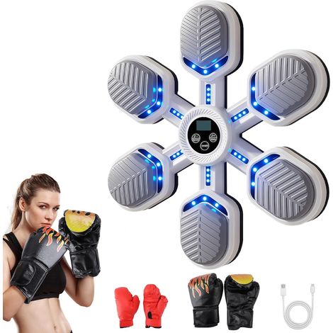 Machine de Boxe à Musique avec Gants de Boxe, Machine à Musique Intelligente, Jeu de Boxe Mural, Bluetooth, LED, Cible de Frappe Intelligente, 9 Vitesses, 9 Modes