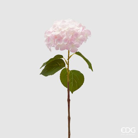 EDG Enzo De Gasperi Ortensia Ramo con Foglie H 70 Cm D 18 Cm Pianta Artificiale Colore Rosa Chiaro