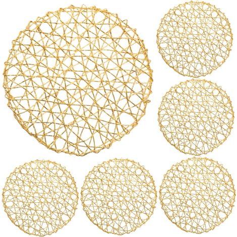 Lot de 6 Sets de Table Ronds dorés, 15 Sets Table dorés Creux résistants à la Chaleur, antidérapants et essuyables pour Les Vacances, Noël, Mariage, à Manger (1/5)