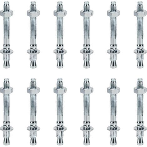 Lot de 12 Chevilles D'Ancrage Galvanisées pour Charges Lourdes Cheville Beton Goujon Ancrage M8 X 80 mm avec écrou et Rondelle (1/5)
