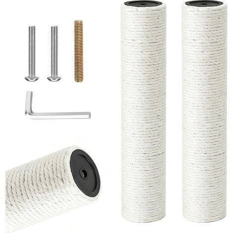 Lot de 2 troncs à chat de rechange - Arbre à chat de rechange - Blanc - 30 cm - Avec vis M8 - Pour chatons d'intérieur (1/5)
