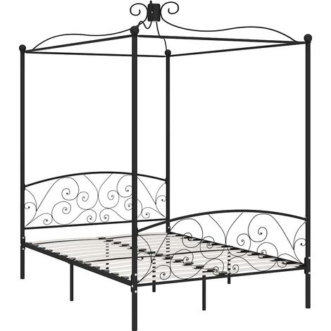 Maison Exclusive - Himmelbett-Gestell Schwarz Metall 120 x 200 cm (1/5)