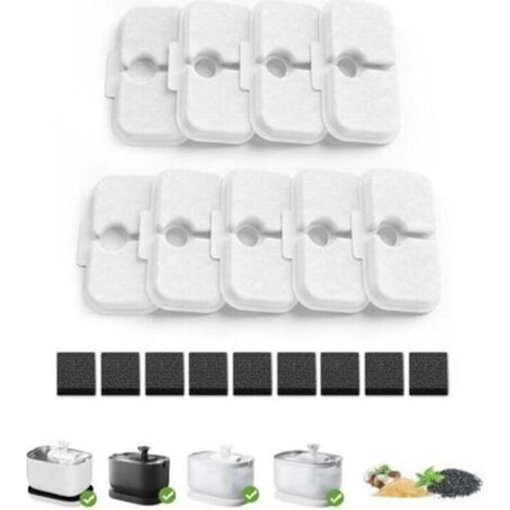 Replacement filter packs for cat fountains with pre-filter sponges, compatible with the PETLIBRO 2.5 liter fountain PLWF005 (1/3)