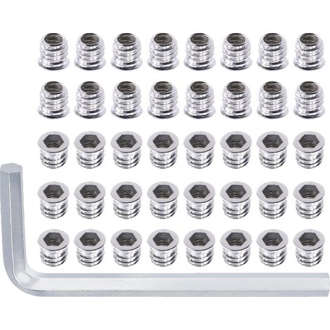 Lot de 40 écrous à visser M6 - Manchons à visser M6 x 25 mm - Écrou à visser avec bord de recouvrement - Insert fileté - Écrous hexagonaux en acier galvanisé (1/5)