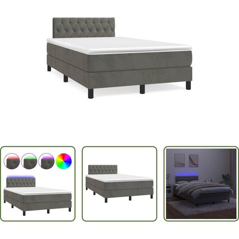 vidaXL Sommeil réparateur - Sommier à lattes de lit avec matelas LED gris foncé 120x190 cm (1/5)