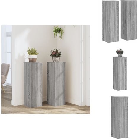 Pflanzenständer 2 Stk. Grau Sonoma 25x25x80 cm Holzwerkstoff - Pflanzenständer - Blumenständer - Pflanzensäule - Blumensäule (1/5)