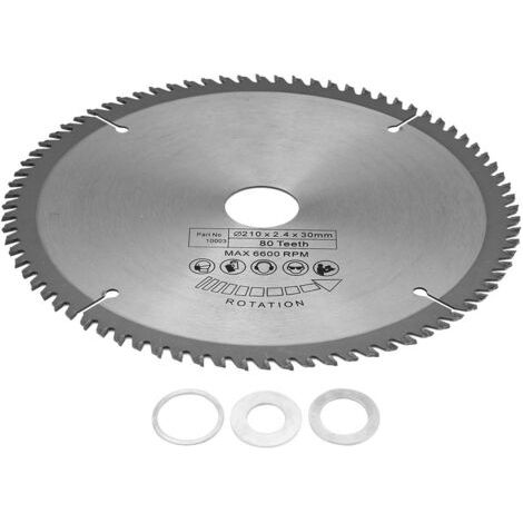 BUNTHAUS Lame de scie circulaire 210mm×30mm Diamètre de l'alésage 80 dents Lame de scie circulaire avec 3 joints toriques en carbure cémenté (1/5)