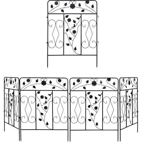 UNHO Set of 5 Decorative Metal Garden Fencing with Black Stake 60 x 80 cm (1/5)