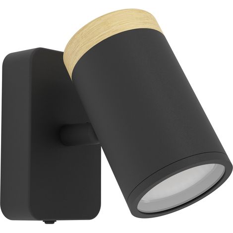 Faretti E Spot Moderno Consuma Metallo Nero Legno Marrone 1 Luce Gu10 Ip44 (1/2)
