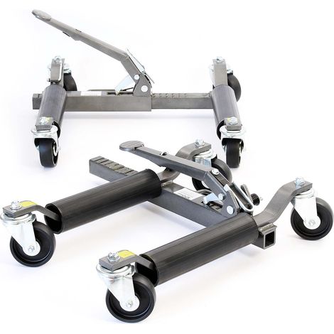 XPOtool Gatos elevadores set 2x hasta 566kg c/u ancho de rueda hasta 30 cm posicionador con rodillos (1/5)