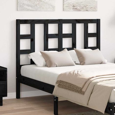 vidaXL Cabecero de cama madera maciza de pino negro 126x4x100 cm (1/5)
