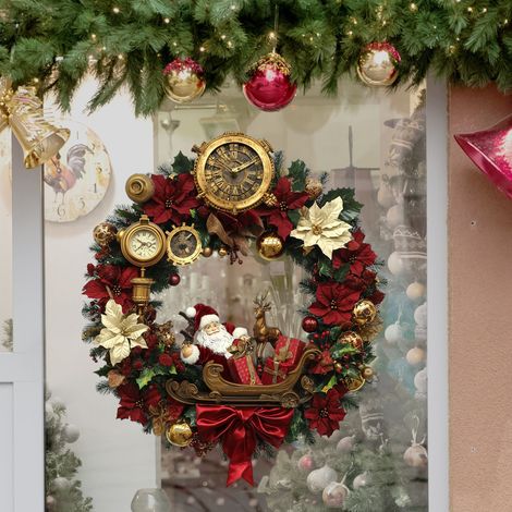 Ghirlanda natalizia vintage con Babbo Natale - Oro/Rosso + Stile locomotiva a vapore - Decorazione per albero di Natale / Decorazione da appendere al muro / Festiva (1/3)