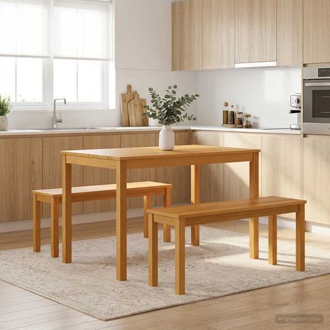 vidaXL Panchina da pranzo 95 x 32 x 45 cm Legno di Quercia Massello (1/5)