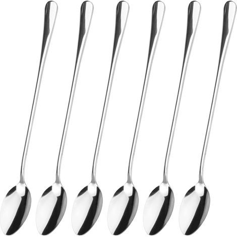 Lot de 6 Cuillères à Café en Acier Inoxydable à Long Manche,19.5 cm Petite Cuillère à Dessert,Cuillere Longue,Cuillère à Café Longue,Petites Cuillères pour Latte Café, Expresso, Chocolat Chaud (1/5)