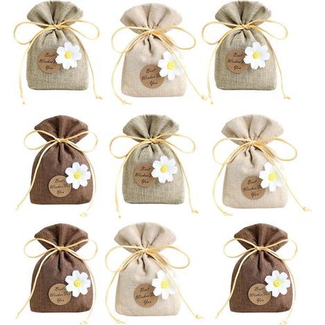 Lot de 9 Sachets Vides en Coton-Lin Multicolores Cordon, Paquet de Rangement Parfumés pour Armoire et Voiture, Sachets Portables pou (1/5)