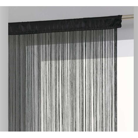 Atmosphera – Rideau fil noir 90 x 200 cm – 100% polyester – Densité 500 fils/m² – Opacité 25% – Finition passe-tringle pour installation facile