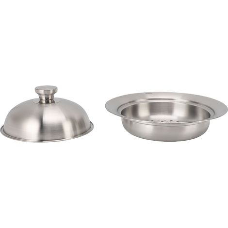 Vaporiera multifunzionale in acciaio inox 304 a forma di disco volante, resistente alla corrosione, ideale anche come scolapasta per pentole e utensili da cucina. (1/5)