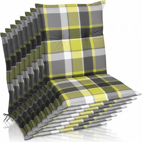 8er Set Sunny GR Niedriglehner Auflagen 100x50cm in Grün Kariert
