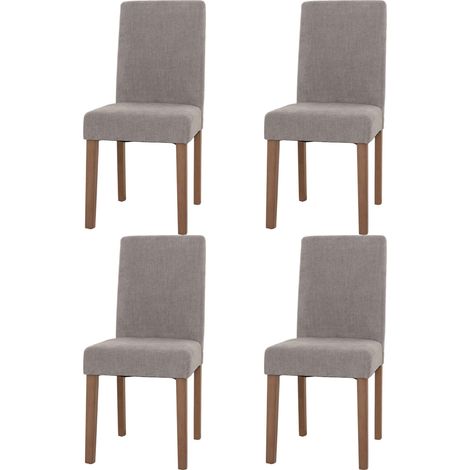 [NEUWERTIG] 4er-Set Esszimmerstuhl Littau, Stuhl Küchenstuhl Hochlehner, Stoff/Textil Chenille Holz hellgrau, naturfarbene Beine