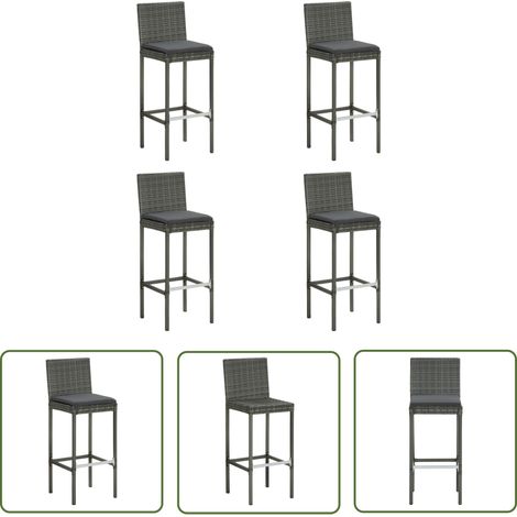 The Living Store Tabourets de bar de jardin et coussins lot de 4 résine tressée - Tabourets De Bar - Chaises De Bar - Mobilier De Jardin - Meubles De Jardin - Décoration Extérieure (1/5)