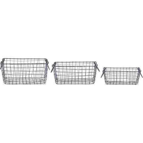 Panier rectangulaire en métal (Lot de 3) Petits (1/3)