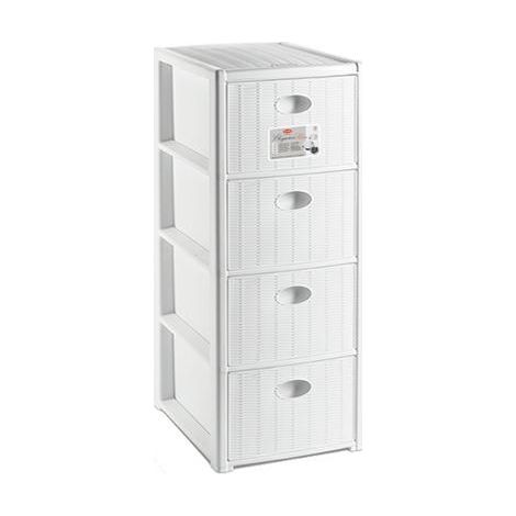 CASSETTIERA ELEGANCE IN POLIPROPILENE  cm.40x40x80h.  colore bianco    STEFANPLAST