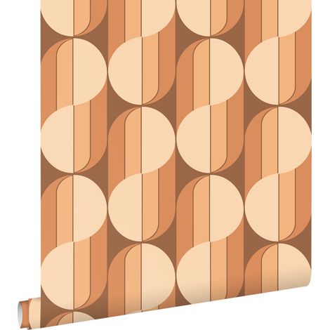 papier peint ornements au style rétro terracotta  - ESTAhome (1/5)