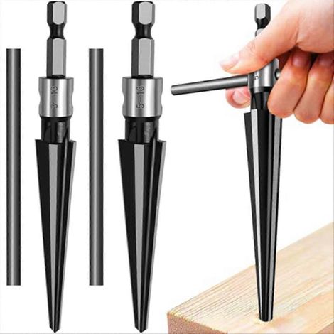 Outil de perçage manuel en 2 parties, alésoir conique 2 usages, alésoir hexagonal à 6 fentes coniques 5-16 mm / 3-13 mm (1/5)
