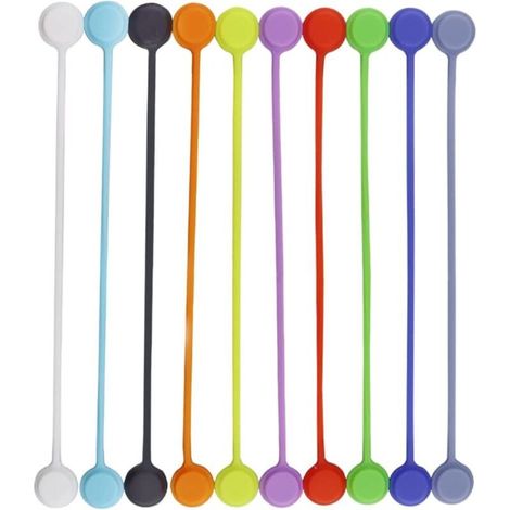 Packung mit 10 wiederverwendbaren Silikon-Kabelbindern, mehrfarbigen Magnetclips, USB-Kopfhörerkabel-Organizern, Kühlschrankmagneten (1/5)