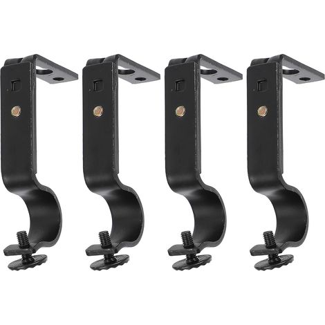 Lot de 4 Supports Robustes de Tringle à Rideaux en Fer Noir, Installation Facile, Design Moderne Simple pour Rideaux de Porte et Fenêtre (1/5)