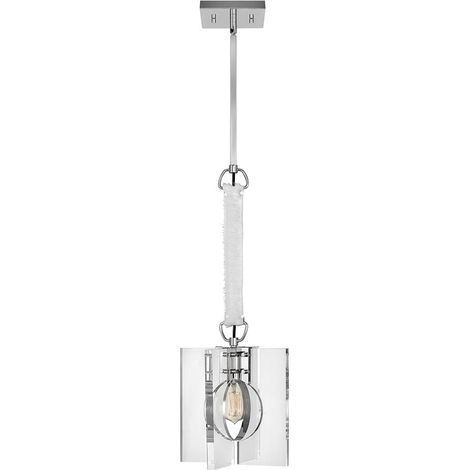 Sospensione Contemporanea Ludlow Acciaio Nichel Lucido Acrilico 1 Luce E27 (1/4)