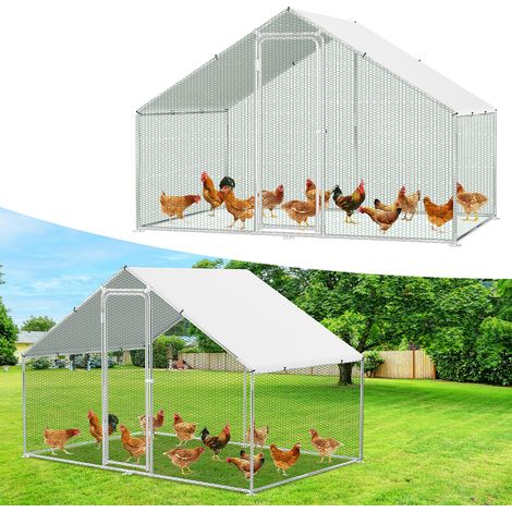 Jiubiaz Hühnerstall Hühnerhaus 3x2x2m Kleintierstall Freilaufgehege Kleintiergehege Voliere Freigehege Hühnerkäfig Geflügelstall Verzinkter (1/5)