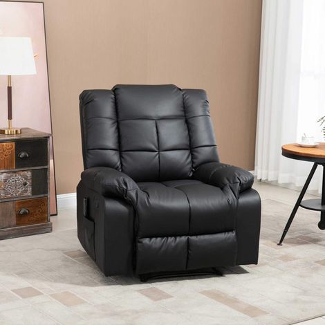 Sillón de masaje eléctrico reclinable de similcuero, madera y acero, negro 94 x 99 x 99 cm (1/5)