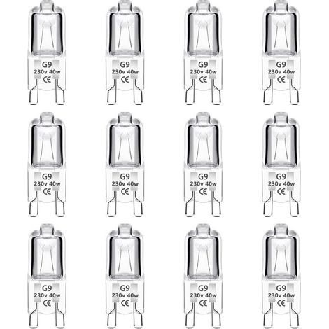 Lot de 12 Ampoule Halogène G9 40W 230V Dimmable 0-100%, 480LM, Blanc Chaud 2700K, G9 Bi-Pin Base Halogène Lampe, Sans Scintillement, pour Four, Lustres, Lampes de Paysage, Éclairage d'armoire (1/5)