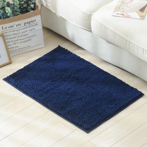 Tapis De Bain Chenille - Microfibre Absorbant Épais - Dos Anti-Dérapant En PVC - Lavable En Machine - Pour Salle De Bain Douche Baignoire - 1 Pièce (1/5)